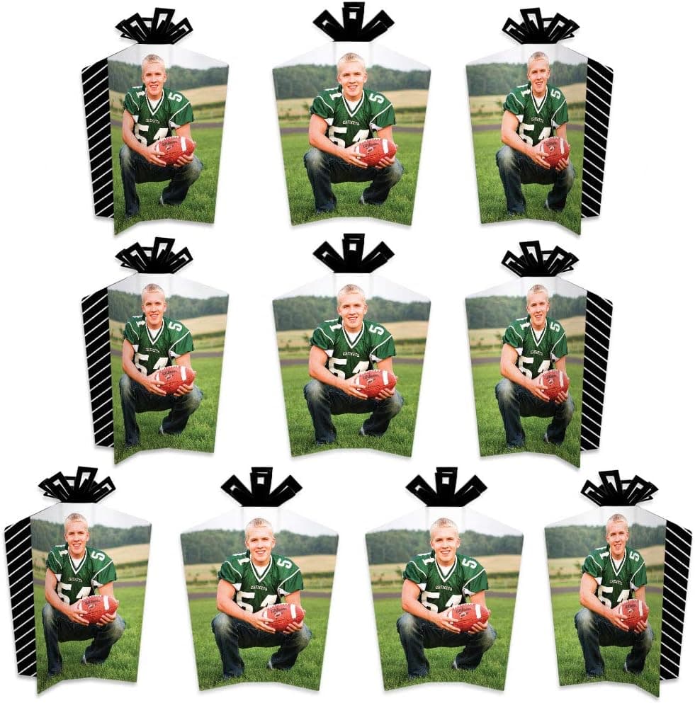 Big Dot of Happiness Fun Photo Table Decorations - Custom Graduation Picture Fold and Flare Centerpieces - Upload 1 Photo - 10 Count