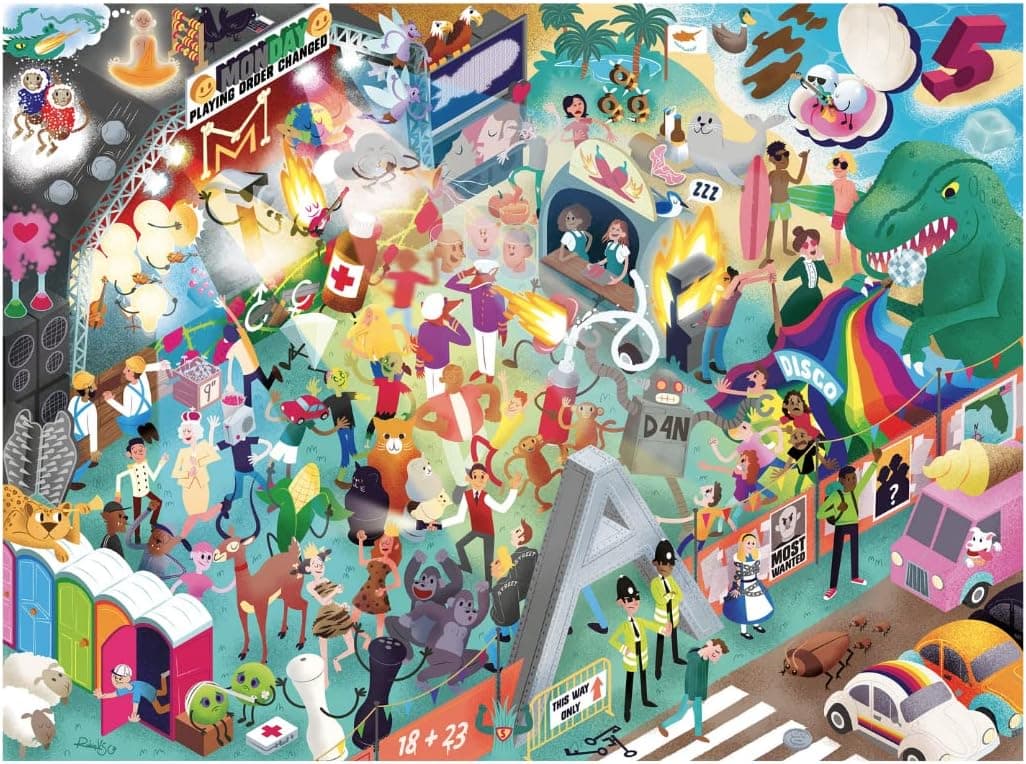 Day at The Festival: Music Jigsaw Puzzle for Adults (1000 Pieces) Filled with 101 Bands to Find