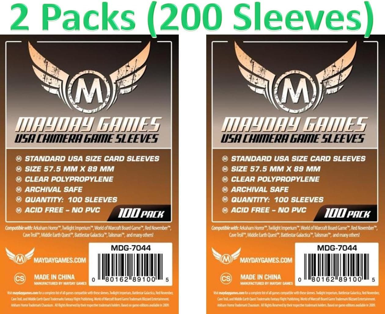 USA Chimera Game Sleeves 57.5 X 89 MM, 100 per pack, 2 pack