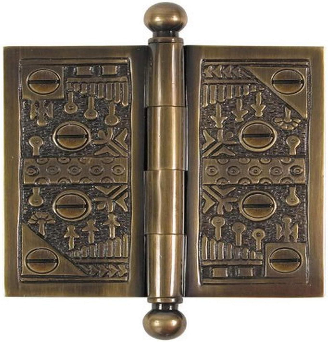 Brass Elegans WC007AB Solid Brass Windsor Design 3.5-Inch Decorative Door Hinge with Brass Screws, Antique Brass Finish