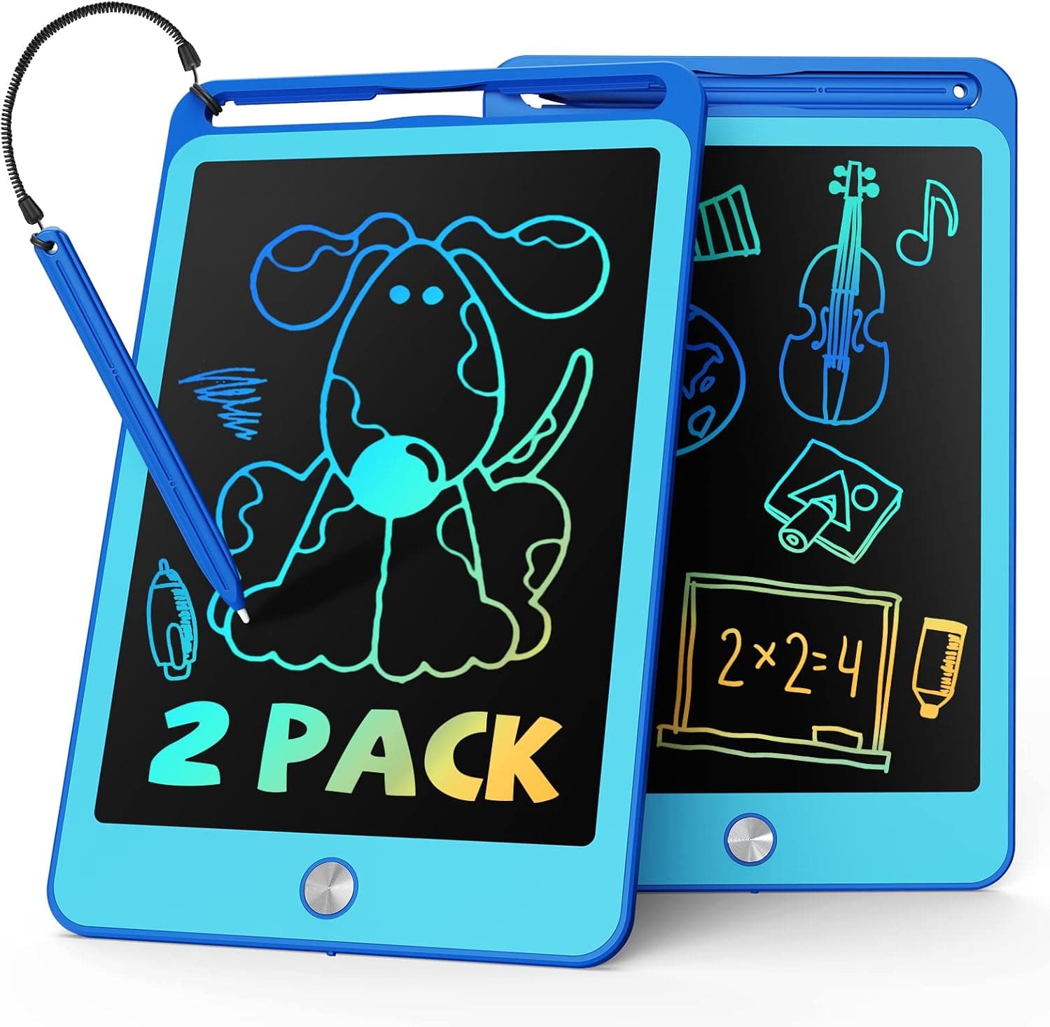 TEKFUN 2 Pack LCD Writing Tablet for Kids, 8.5 Inch Doodle Board Drawing Board Reusable Drawing Tablet with Lanyard, Educational Kids Toddler Toys Birthday Gift for Boys Girls 3-8 Years Old