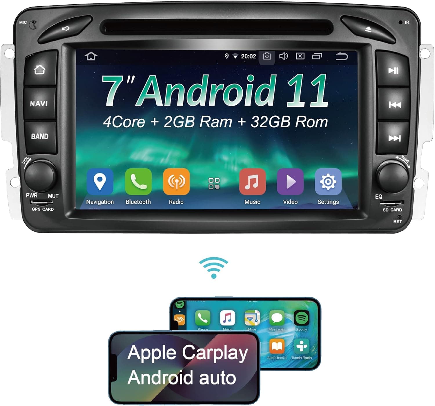 EGOSONIC Android 11 Car Stereo, 7" Touchscreen, DSP+, 2 Din, Compatible with Benz W168 W203 W209 W639 Vaneo W463 C208 W208 W170, in-Dash DVD Player, Support Wireless Carplay/GPS navi/HD1080P Output