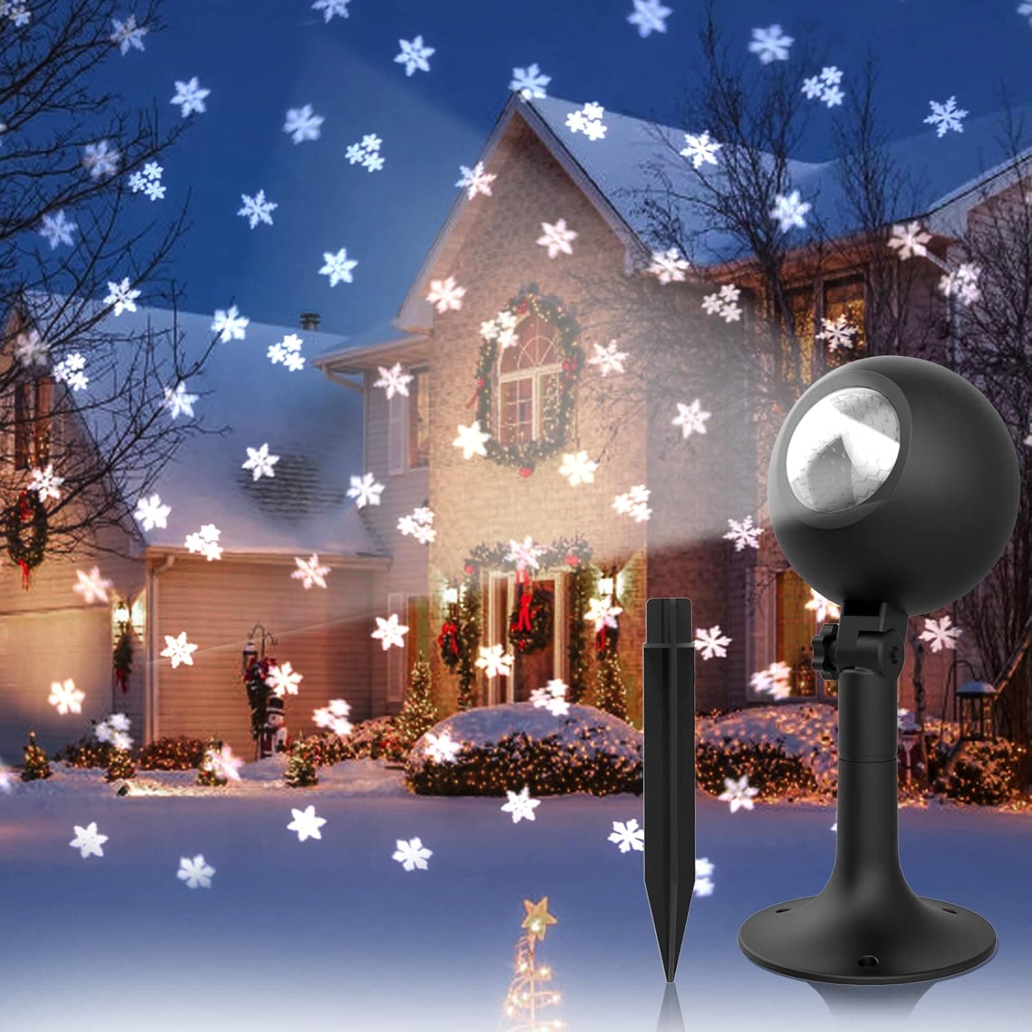 Christmas Projector Lights Outdoor Snowflake Projection Lights Waterproof Lighting for Xmas Holiday Party House Garden Outside Indoor Decorations