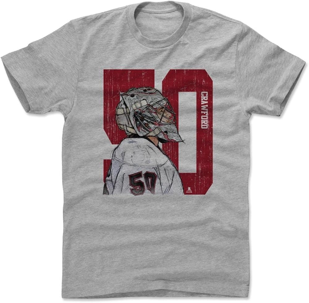 Corey Crawford Shirt (Cotton, Medium, Heather Gray) - Chicago Men's Apparel - Corey Crawford Sketch 50 R