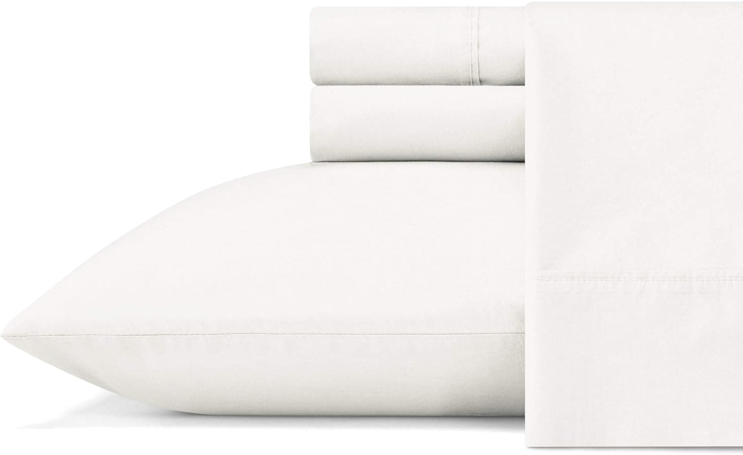 Vera Wang - King Sheets, Organic Cotton Percale Bedding Set, Crisp & Cool Home Decor (White, King)