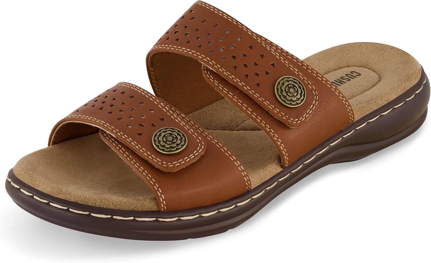 CUSHIONAIRE Women's Betsy comfort footbed slide Sandal with adjustable straps and +Comfort