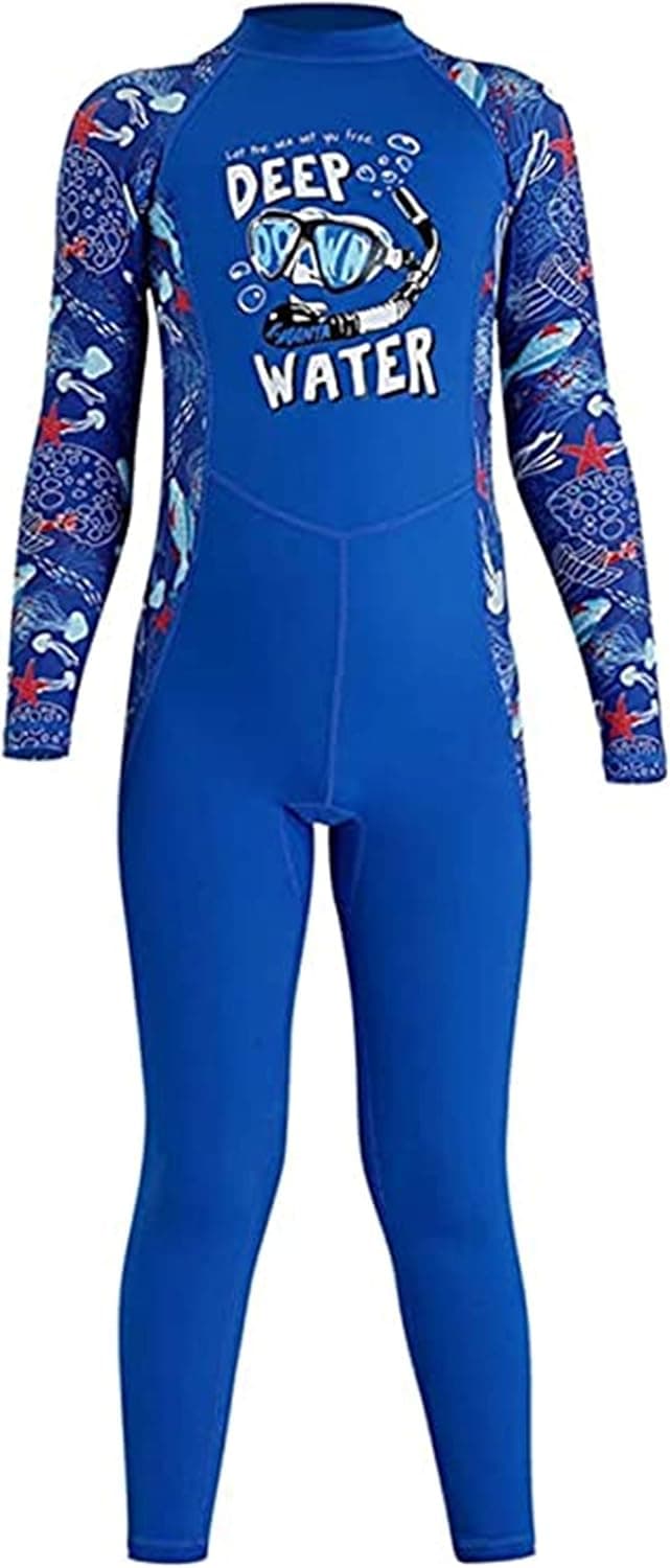 REWANGOING Youth Boys Girls One-Piece Quick Dry Full Body Rash Guard Swimsuit UPF 50+ UV Sun Protective Sunsuit Swimwear