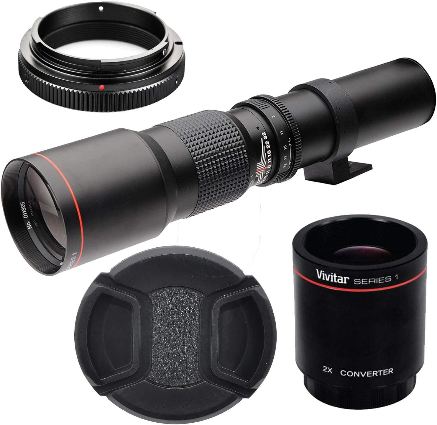 High-Power 500mm/1000mm f/8 Manual Telephoto Lens for Canon EOS 80D, EOS 90D, Rebel T3, T3i, T5, T5i, T6i, T6s, T7, T7I, T8I, SL3, EOS 60D, EOS 70D, EOS 5D, EOS5D IV, EOS 6D II, EOS 7D II SLR Cameras