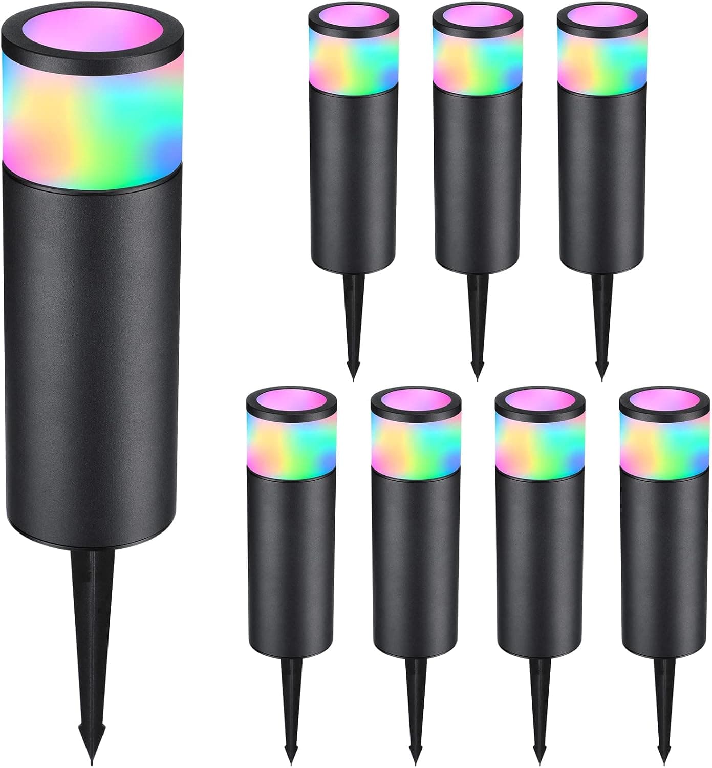 LEONLITE 8-Pack RGB LED Landscape Pathway Light