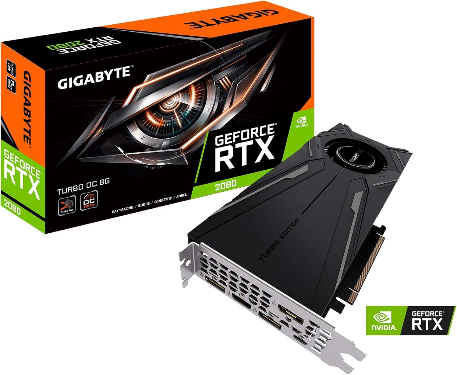 GIGABYTE GeForce RTX 2080 TURBO OC 8G Graphics Card, Turbo Style Fan, 8GB 256-Bit GDDR6, GV-N2080TURBO OC-8GC Video Card