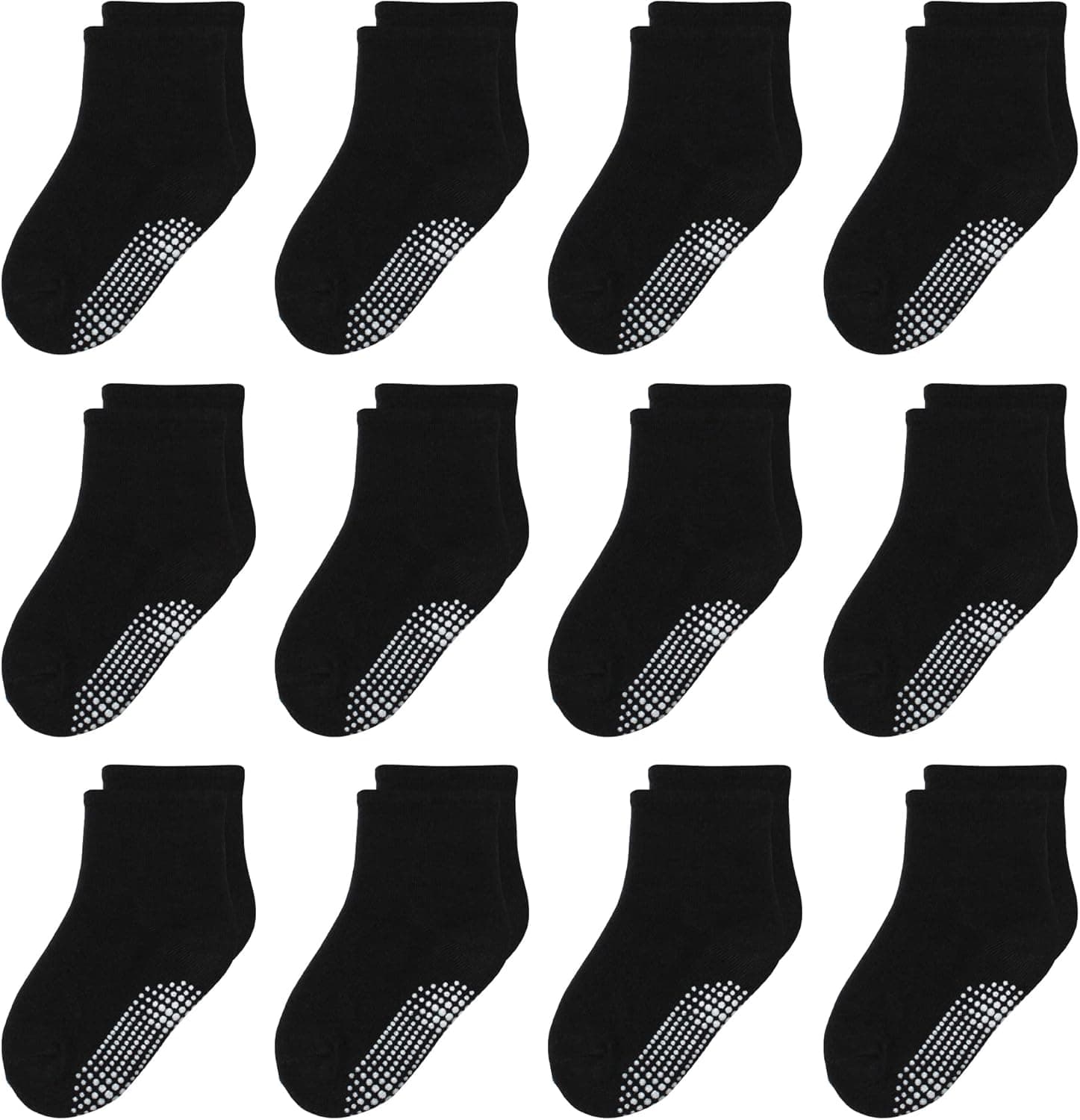 HYzgb 12 Pack Non Slip Kids Toddler Baby Socks with Grips for 1-7 Years Boys Girls Cotton Crew Socks Multi Colors