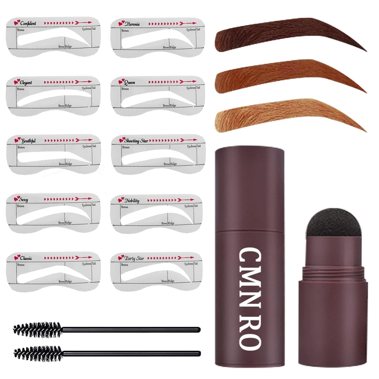 Eyebrow Stamp Stencil Kit Waterproof Eyebrow Stamp And Shaping Kit Perfect Eyebrows Stamp Kit (Dark Brown)