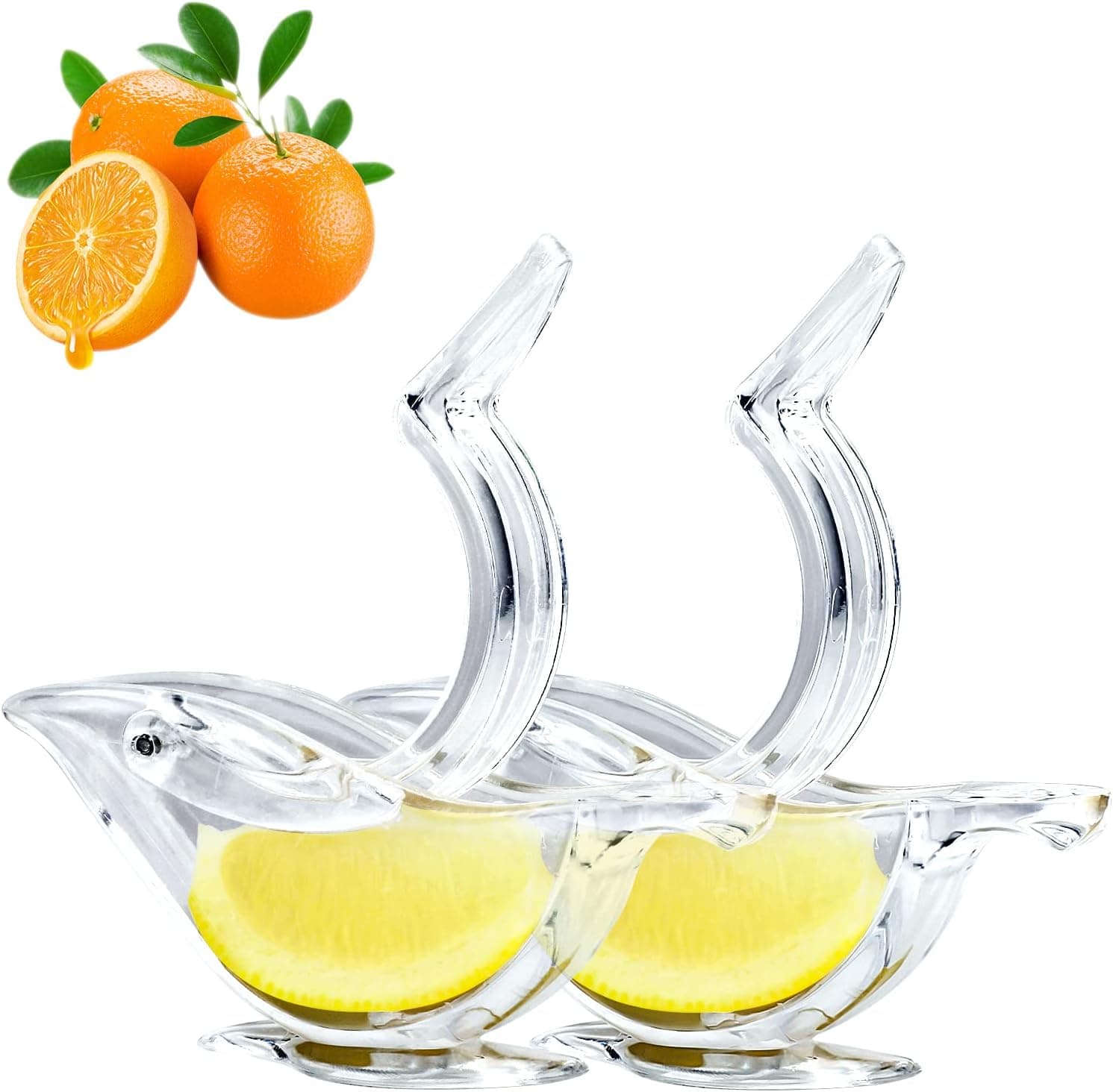 2PC Manual Lemon Juicer, Acrylic Manual Lemon Slice Squeezer, Portable Transparent Fruit Juicer-Prevents Seed Shedding, Bird Shape, Orange Lemon Lime Pomegranate Home Kitchen Bar Gadget
