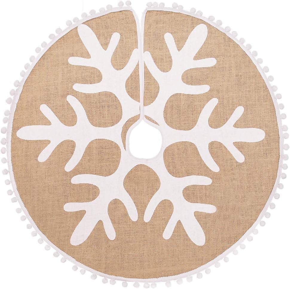 N&T NIETING Christmas Tree Skirt, 30 Inch Burlap Tree Skirt for Christmas Holiday Party Decorations Xmas Indoor Outdoor Home Office Decorations