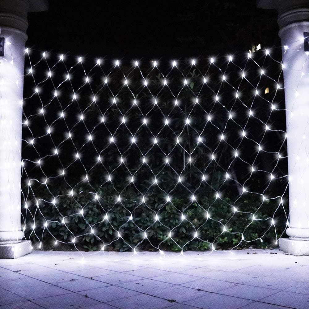 Vicila LED Net Lights Mesh Lights, Tree Warp Fairy Lights Outdoor Hanging String Light for Christmas, Halloween, Garden, Walkway, Bushes Decor-9.8ft x 6.6ft(White)