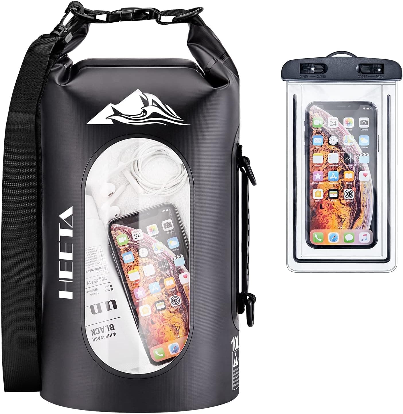 HEETA Visible Waterproof Dry Bag for Women Men, 5L/ 10L/ 20L/ 30L Roll Top Lightweight Dry Storage Bag Backpack with Phone Case for Travel, Swimming, Boating, Kayaking, Camping and Beach