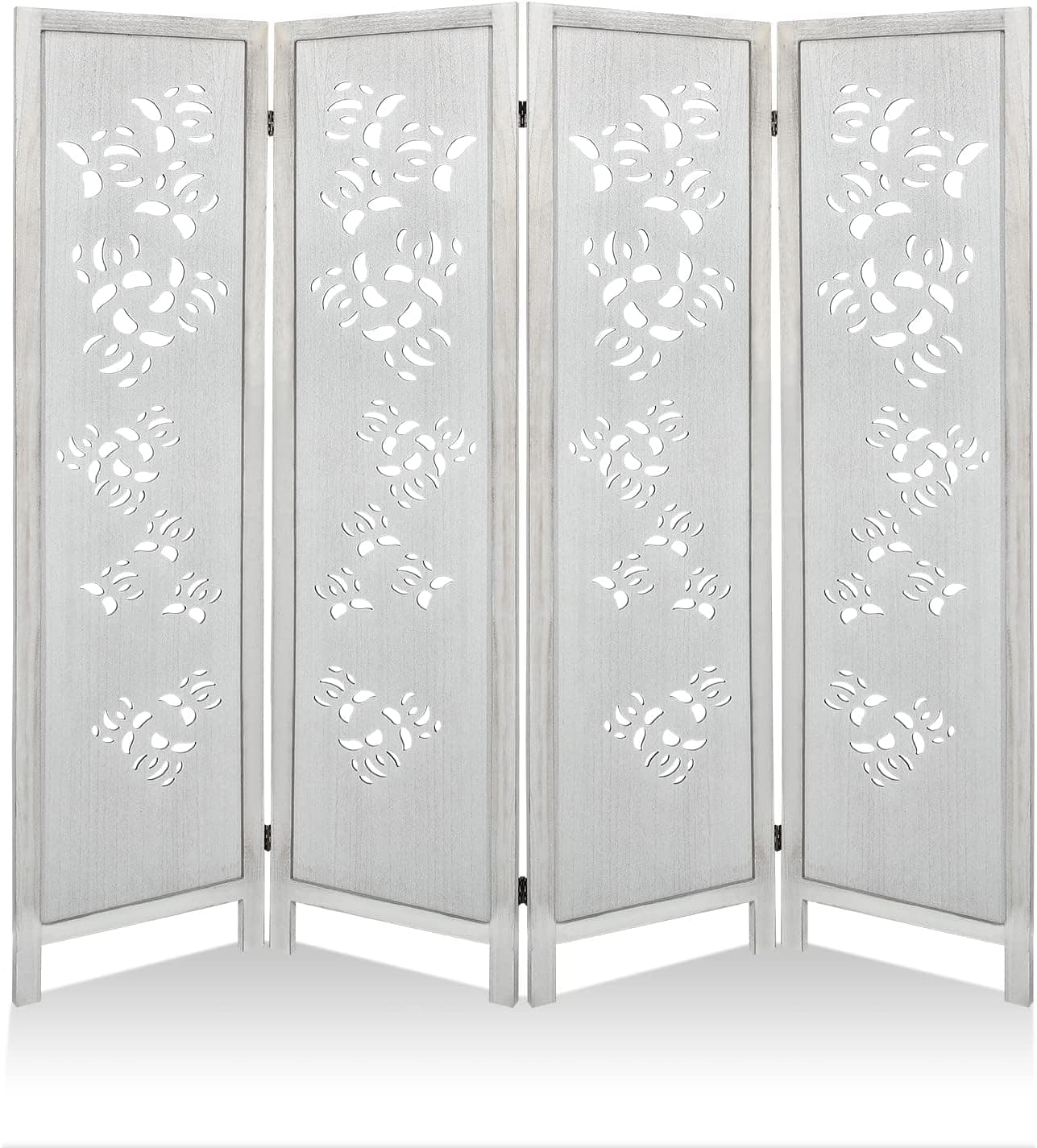 ECOMEX 4 Panel Room Divider, Room Dividers and Folding Privacy Screens, Room Screen Divider Wall for Bedroom Home Video Conferencing Office Studio Restaurant Terrace White