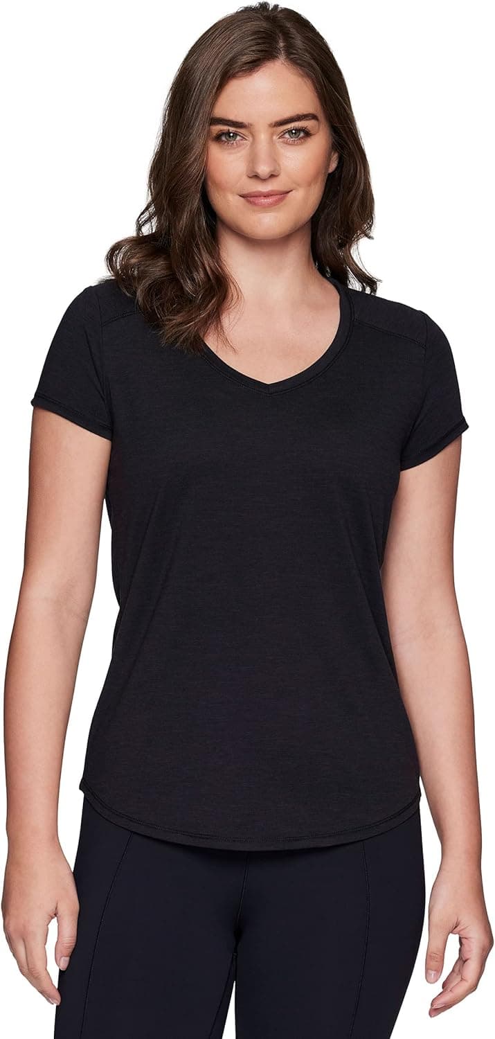 RBX Active Women's Athletic Quick Dry Space Dye Short Sleeve Yoga T-Shirt