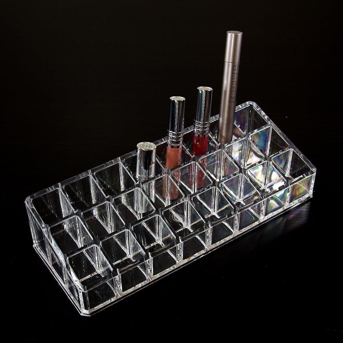 VALYRIA Clear Acrylic Trapezoid 24 Lattices Lipsticks Cosmetic Organizer/display/holder