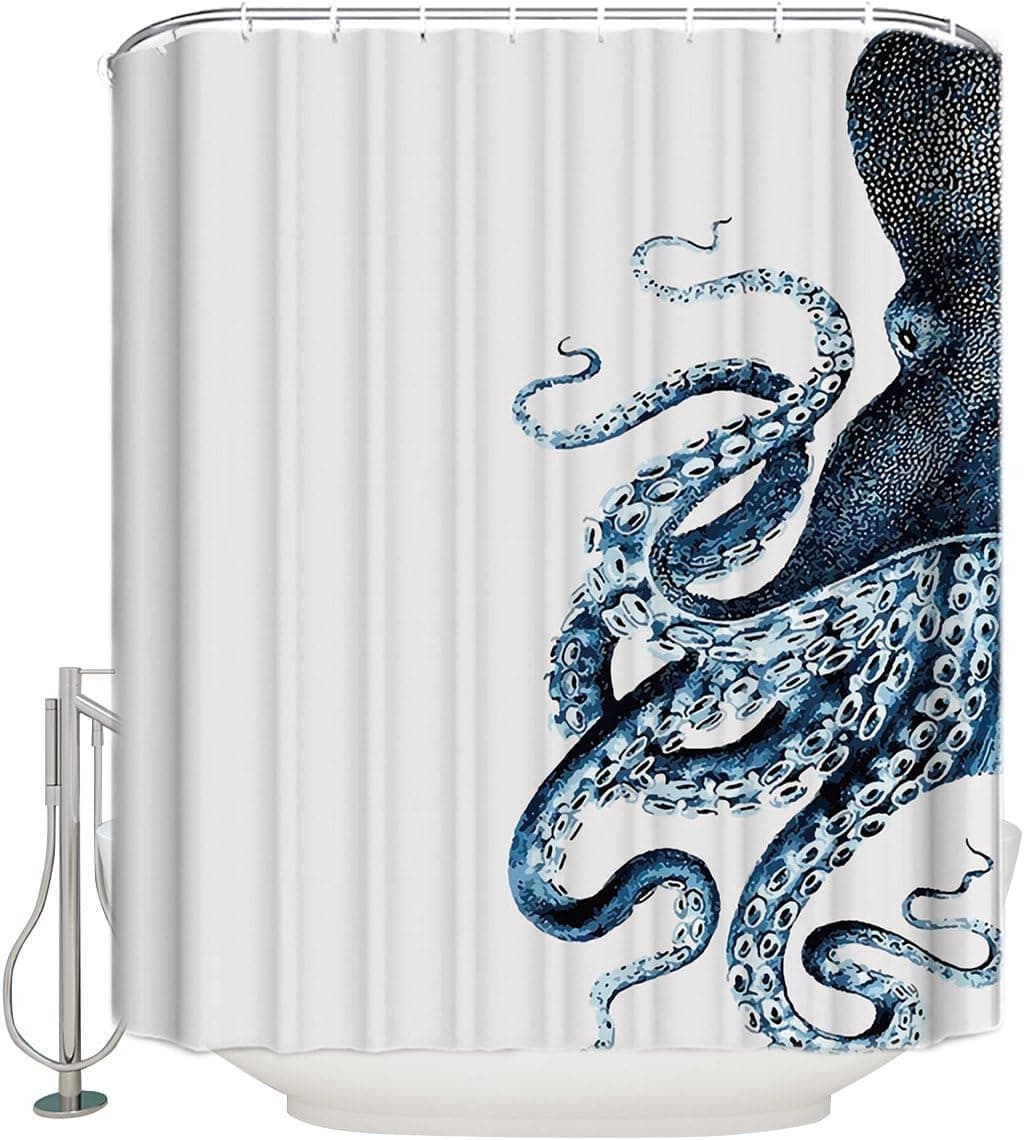 Cloud Dream Octopus Shower Curtain, Blue Kraken Bathroom Decor Waterproof Fabric Polyester Sets with Hooks,48"(w) x 72"(h