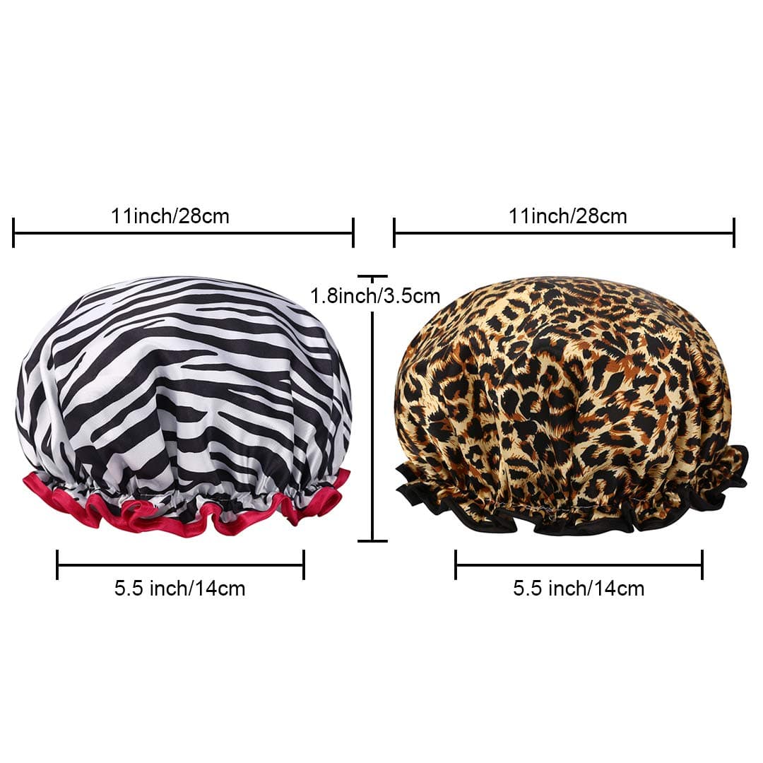 Waterproof Shower Cap, 4 Pack Bath Cap Reusable Double Layer for Kids Girls Men and Women