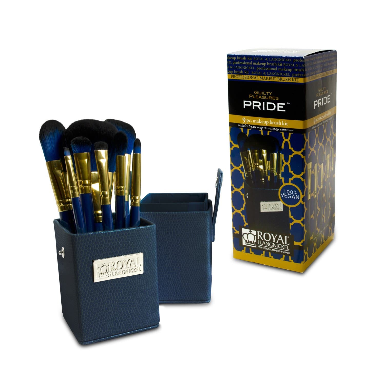 ROYAL BRUSH Guilty Pleasures Pride Travel Cosmetic Brush Kit, Blue, 8 Count