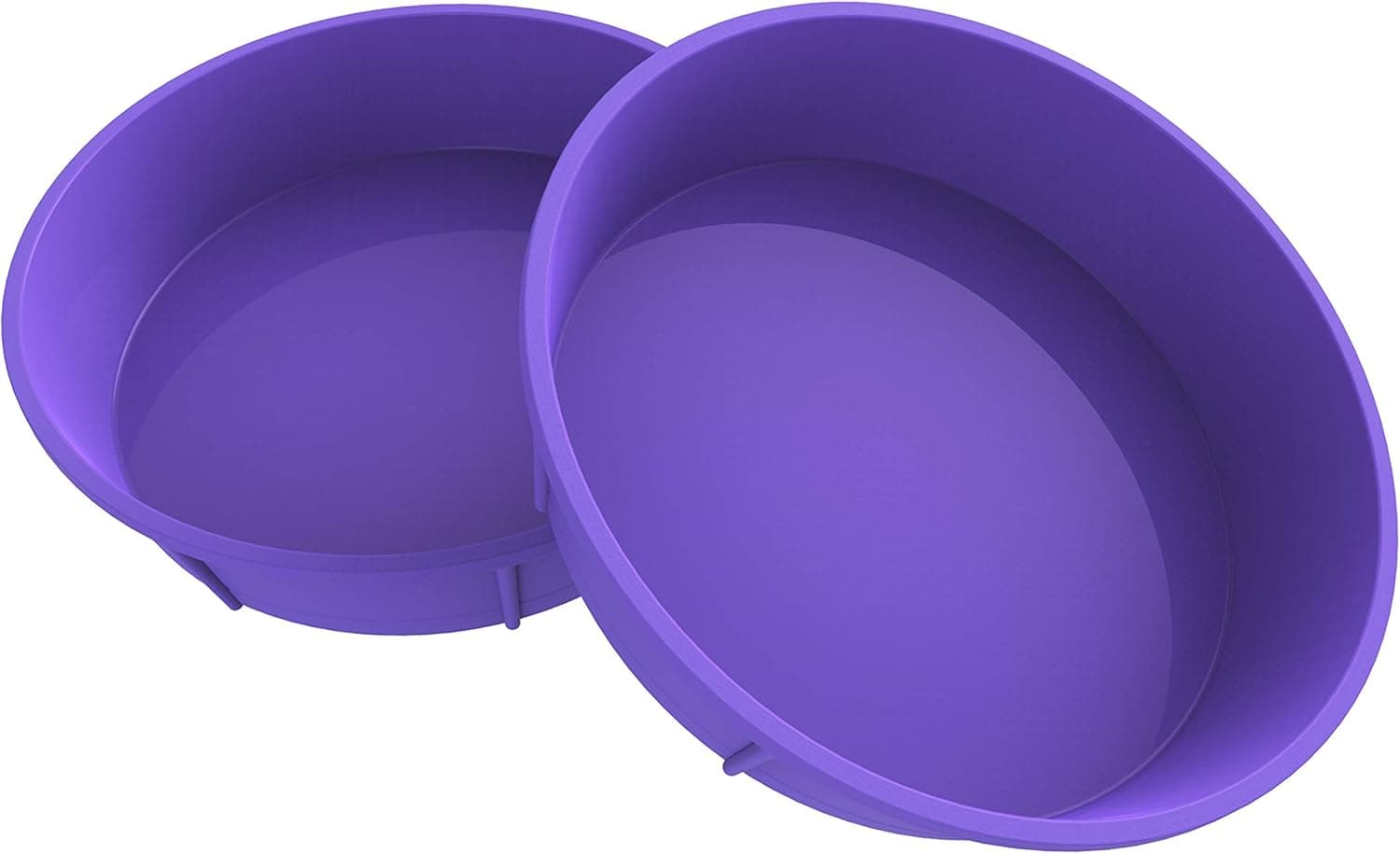 Bakerpan Silicone Round Cake Pan, Non Stick Round Bread and Cake Mold, 7.75 Inch Cake Pans for Baking, Purple - Set of 2