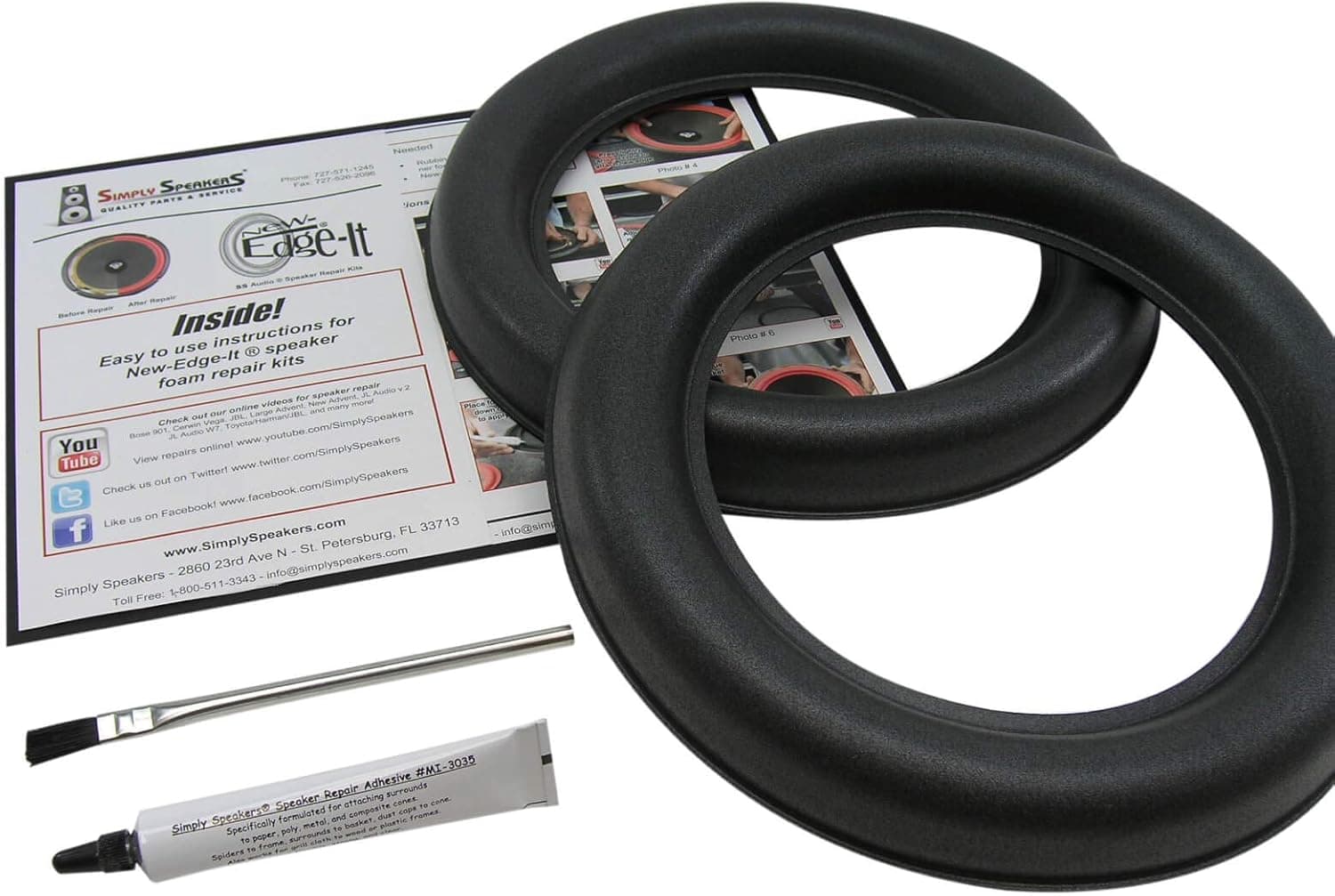 JL Audio 10 Inch W7 Foam Speaker Repair Kit, Super Wide Roll, 10W7, FSK-10JL-W7 (Pair)