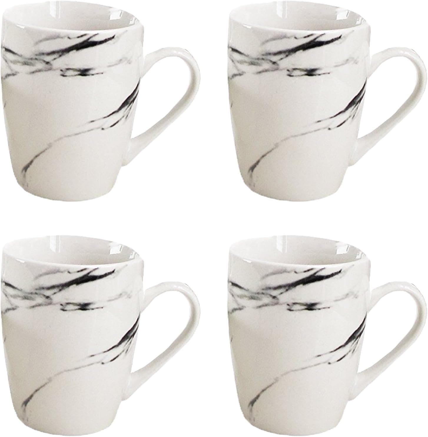 Klikel Natural Black Marble Porcelain Mug For Coffee Water Juice With Service For 4 – 12 Oz.