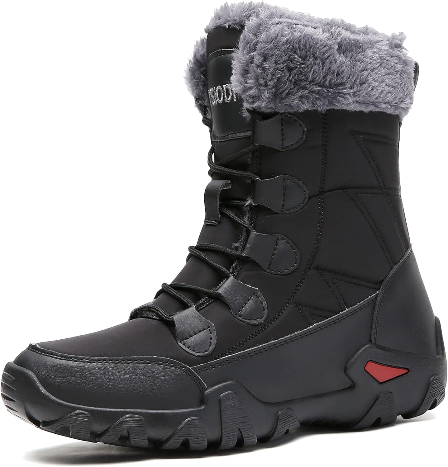 TSIODFO Snow Boots for Men Winter Boots Insulated Waterproof Cold Weather with Fur Warm Hiking Boot Black Size 10