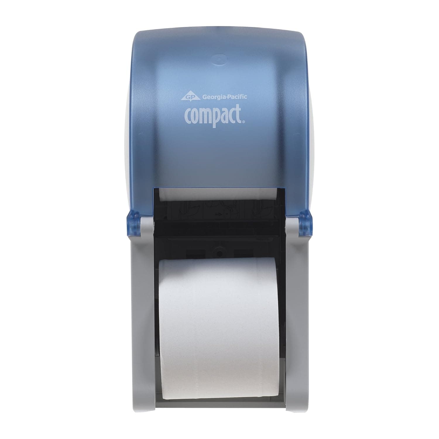 Compact 2-Roll Vertical Coreless High-Capacity Toilet Paper Dispenser by GP PRO (Georgia-Pacific), Splash Blue, 56789, 6.000” W x 6.500” D x 13.500” H