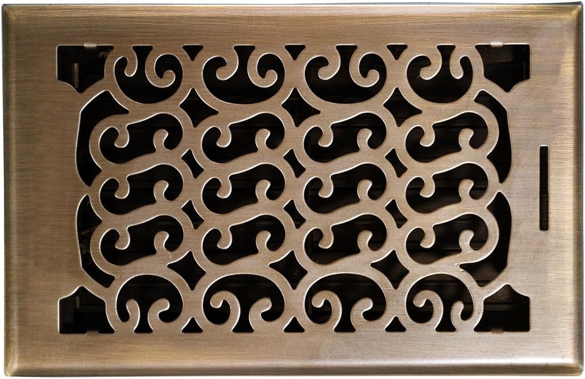 Accord AMFRABC610 Charleston Floor Register, 6-Inch x 10-Inch(Duct Opening Measurements), Antique Brass