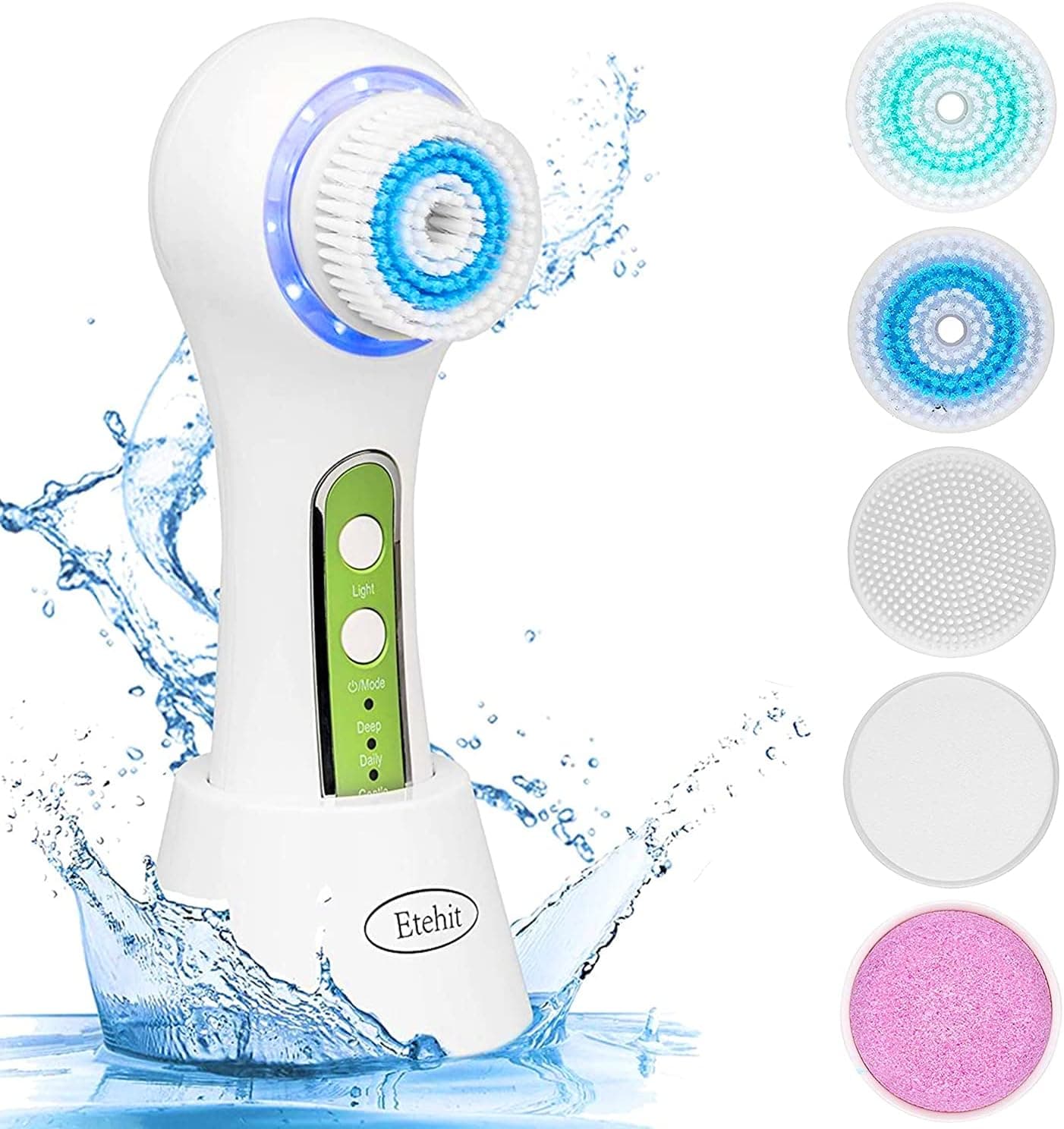 Facial Cleansing Brush, Face Scrubber for Women Waterproof with 5 Brush Heads, Face Brush Use for Massaging, Exfoliating and Deep Cleansing, Electric Face Scrubbe Rechargeable IPX7 r