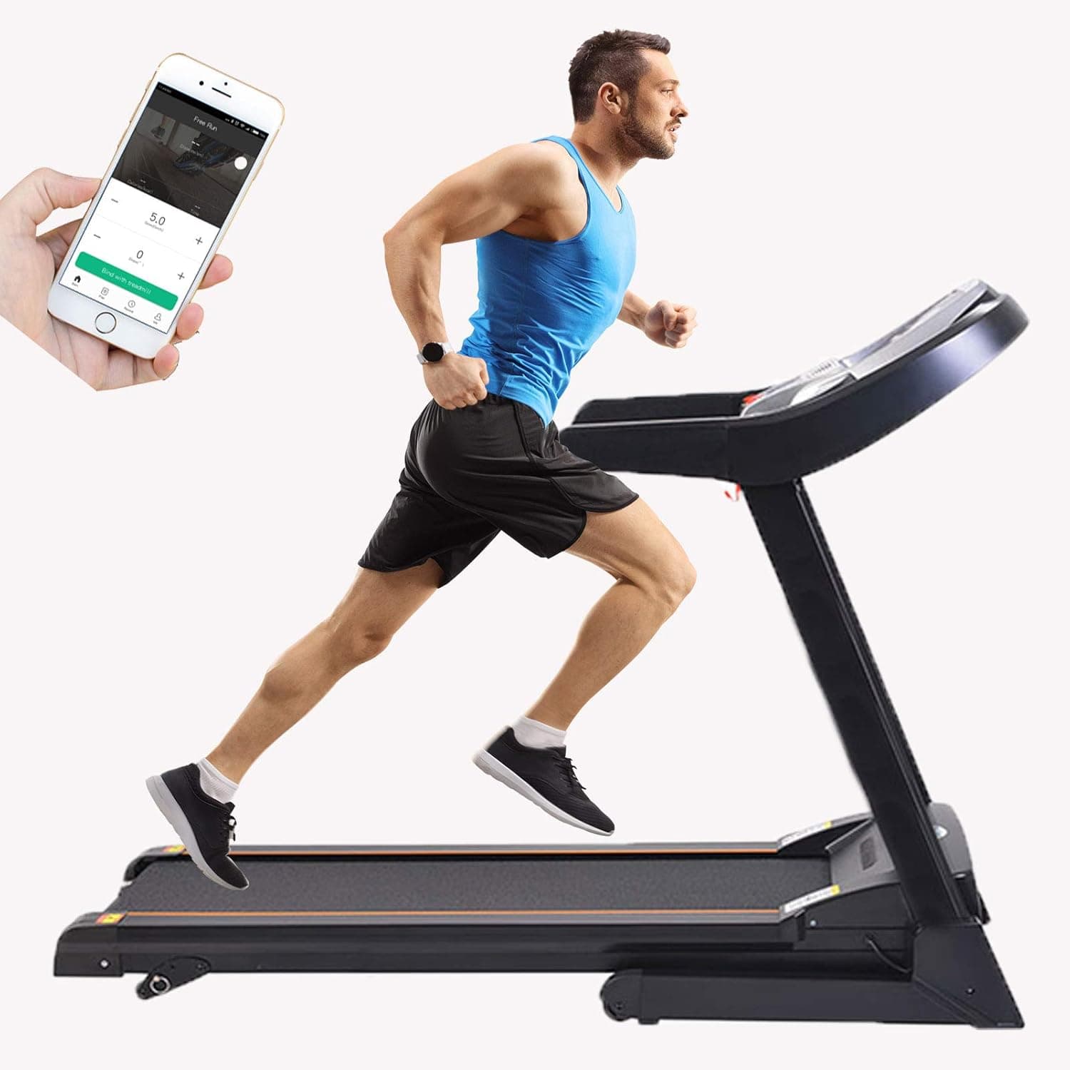 FUNMILY Treadmill, Folding Treadmill for Home with Incline,Fitness Electric Treadmill for Running and Walking, Portable Motorized Exercise Treadmill with Bluetooth Speaker, LCD Display and App Control