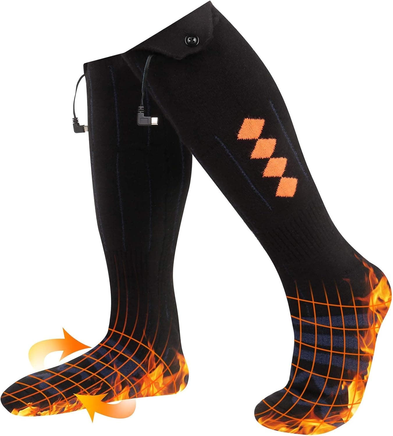 Anzid Heated Socks for Men Rechargeable Washable with 5000mah Battery, Electric Heating Socks 4 Heating Settings (104℉-158℉) Thermal Socks for Men Skiing Hunting Camping Hiking Driving