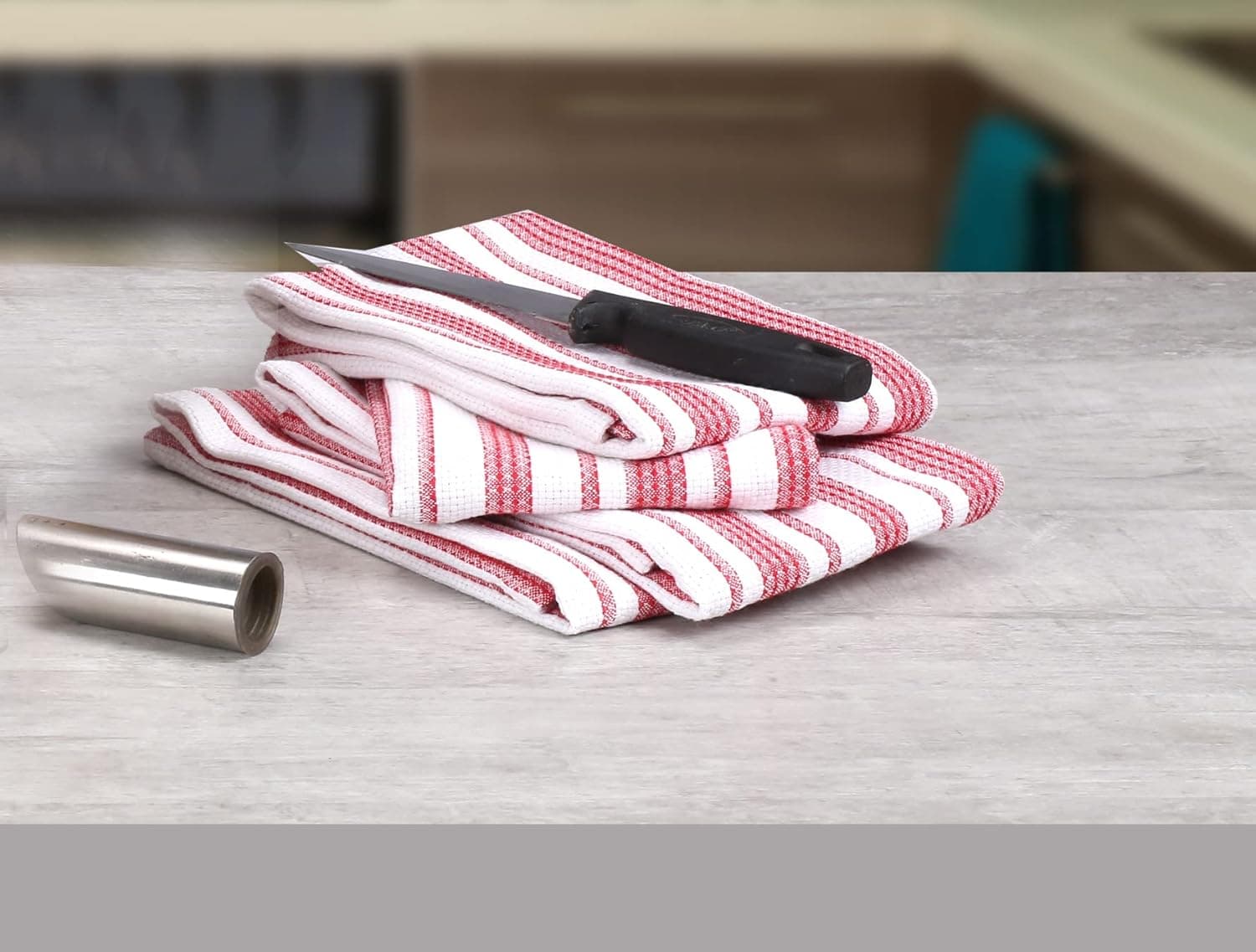 Light & Pro Kitchen Towel, Dish Towel, Dish Cloth for Kitchen, Kitchen Cotton Dish Towel, Dishcloth, Multi Purpose Quick Dry Pure Cotton Hand Towels with Hanging Loop - 18x28 Inch 6 Pack - Red White