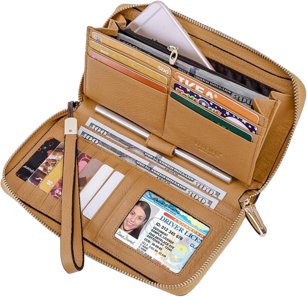 Itslife Women's Wallet RFID Blocking Large Capacity Genuine Leather Clutch Checkbook Wallet Card holder