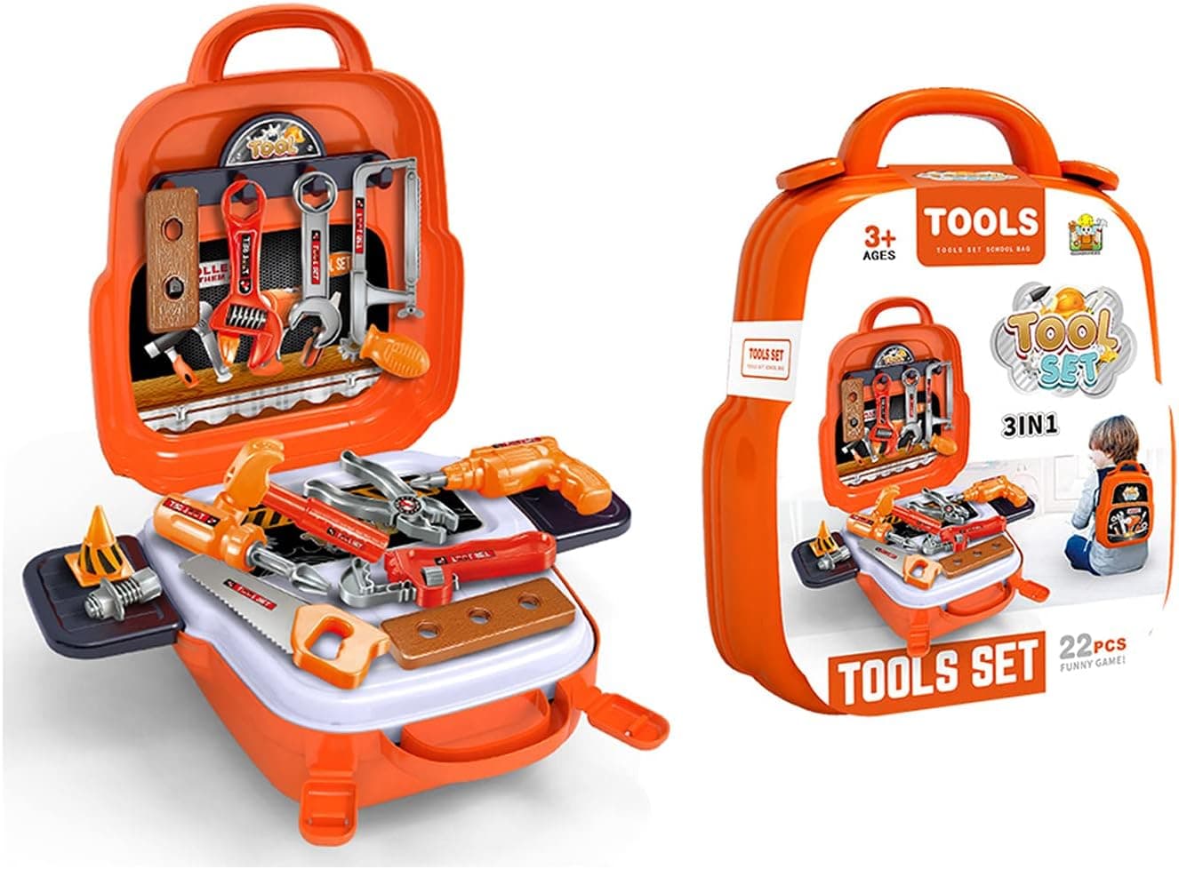 SMANSNAY 22 Pcs Kids's Tool Bag, DIY Tool Toys, Simulation Game, Puzzle Game, Repair Tool Set, Develop Brain Intelligence, Gift for Boys Girls(Tool Set)