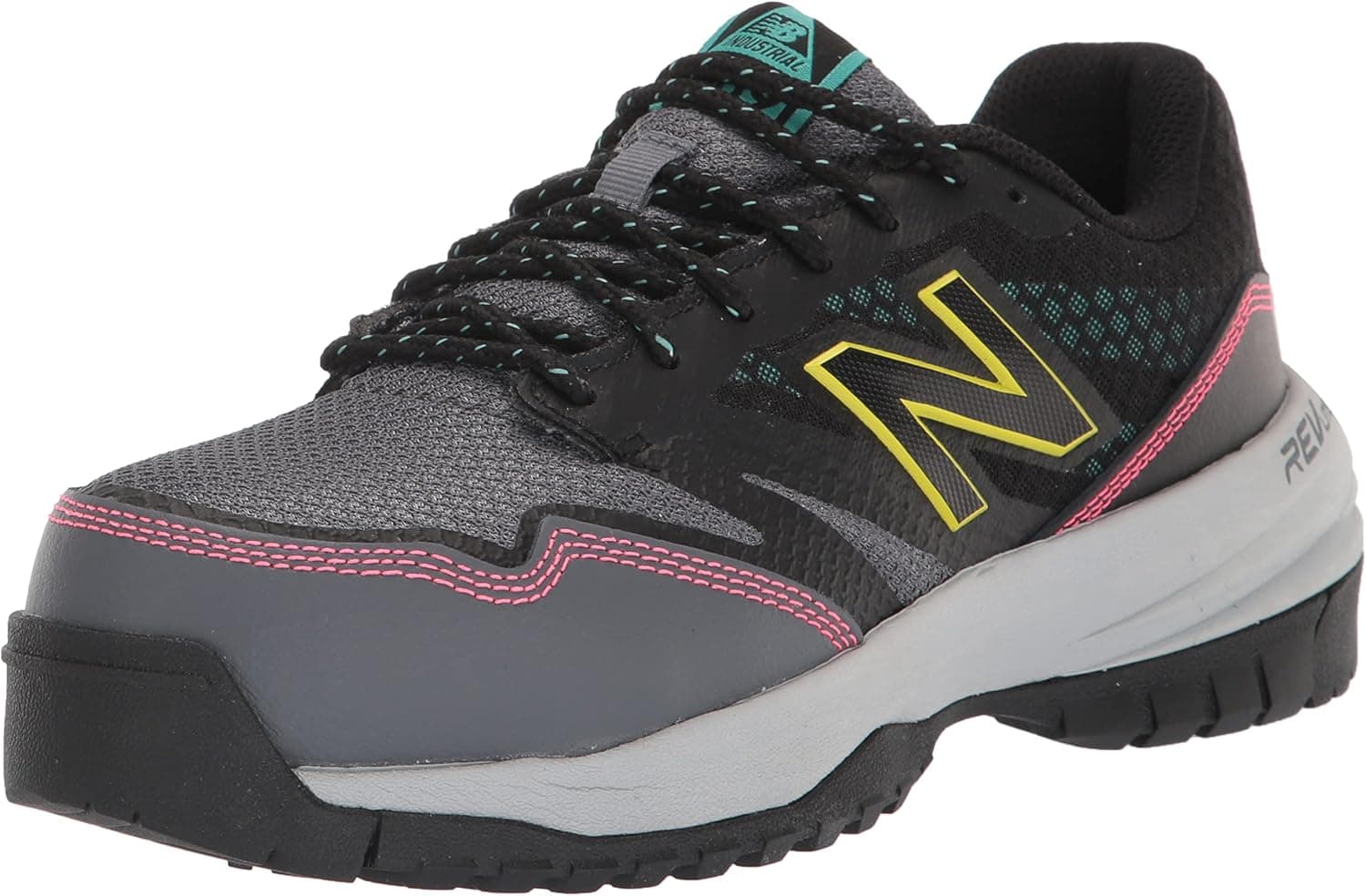 New Balance Women's Composite Toe 589 V1 Industrial Shoe, Black/Lead/Sulphur Yellow, 11 X-Wide