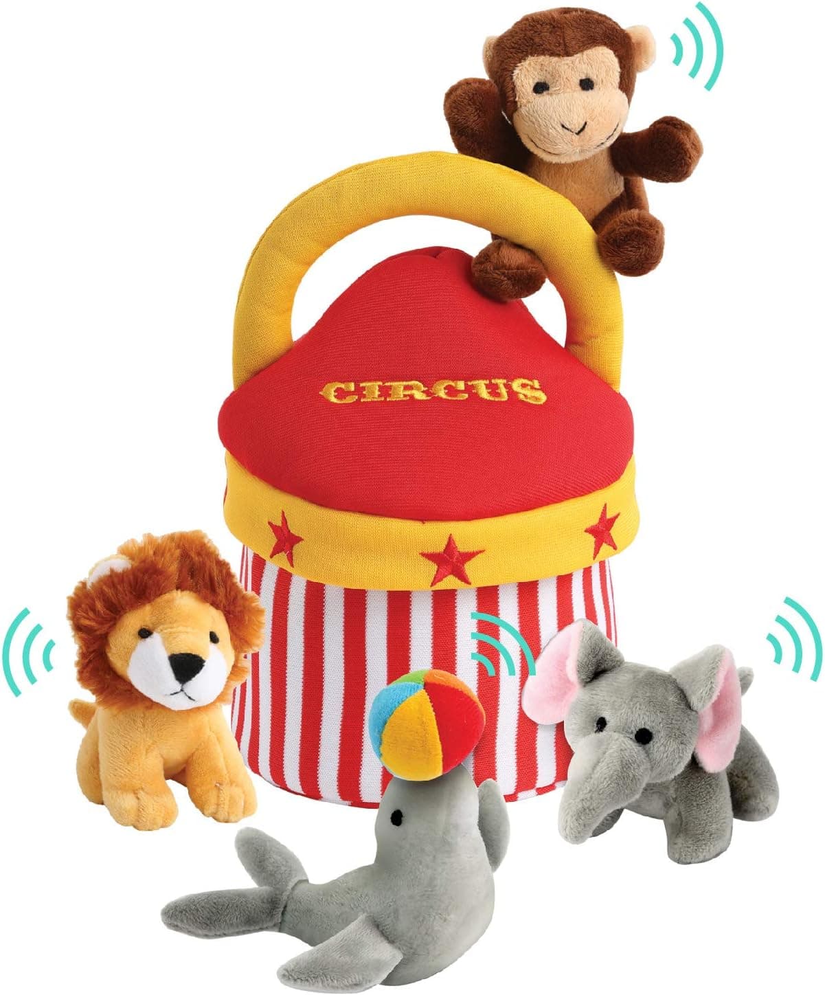 Etna Toys Plush Circus Animal Toys Playset – 5 Piece Small Stuffed Animals Plus Handy Carry Case with Handle – Includes Plush Monkey Toy and Lion – Interactive Toys for Fun and Imaginative Play