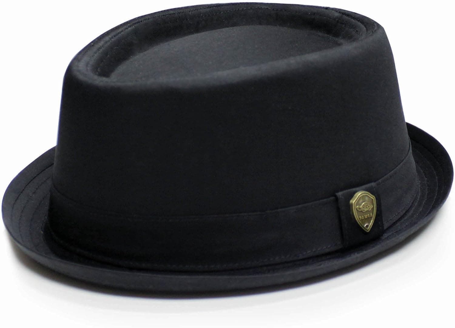 City Hunter Pmt112 Cotton Plain Porkpie with Self Band Fedora - Black (L/XL Size)