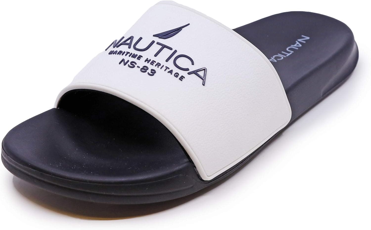 Nautica Men's Shower Sandals Open Toe Soft Slide House Slipper for Indoor & Outdoor