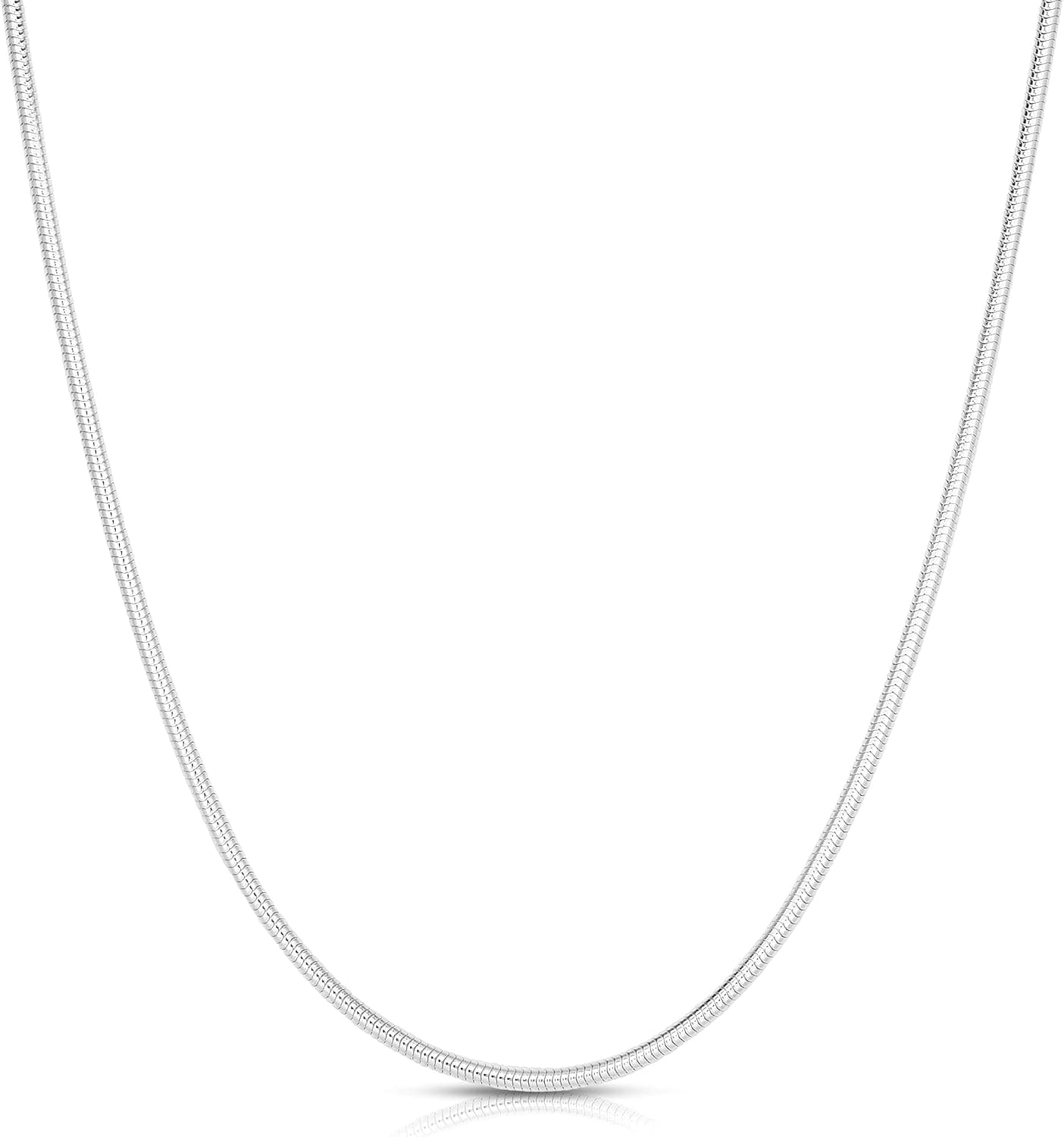 ARGENTO REALE 925 Sterling Silver 2MM-5MM Snake Chain Necklace, Round Flexible Italian Snake Chain Necklace 16-30