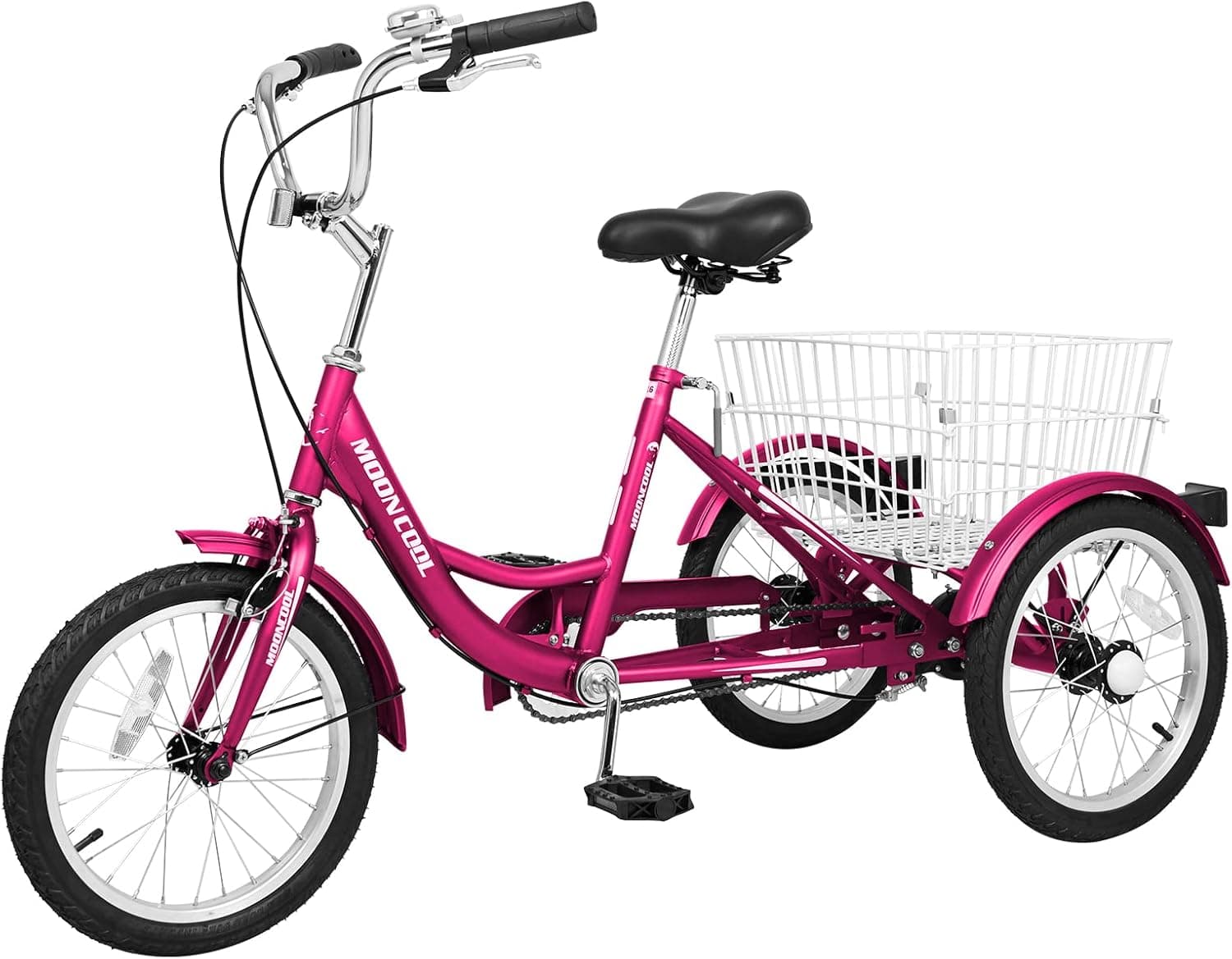 Slsy 14 inch 16 inch Tricycle Trike Bike Perfect for Beginner Riders, Single Speed 3 Wheel Bikes, Three-Wheeled Bicycles with Adjustable Height and Rear Basket