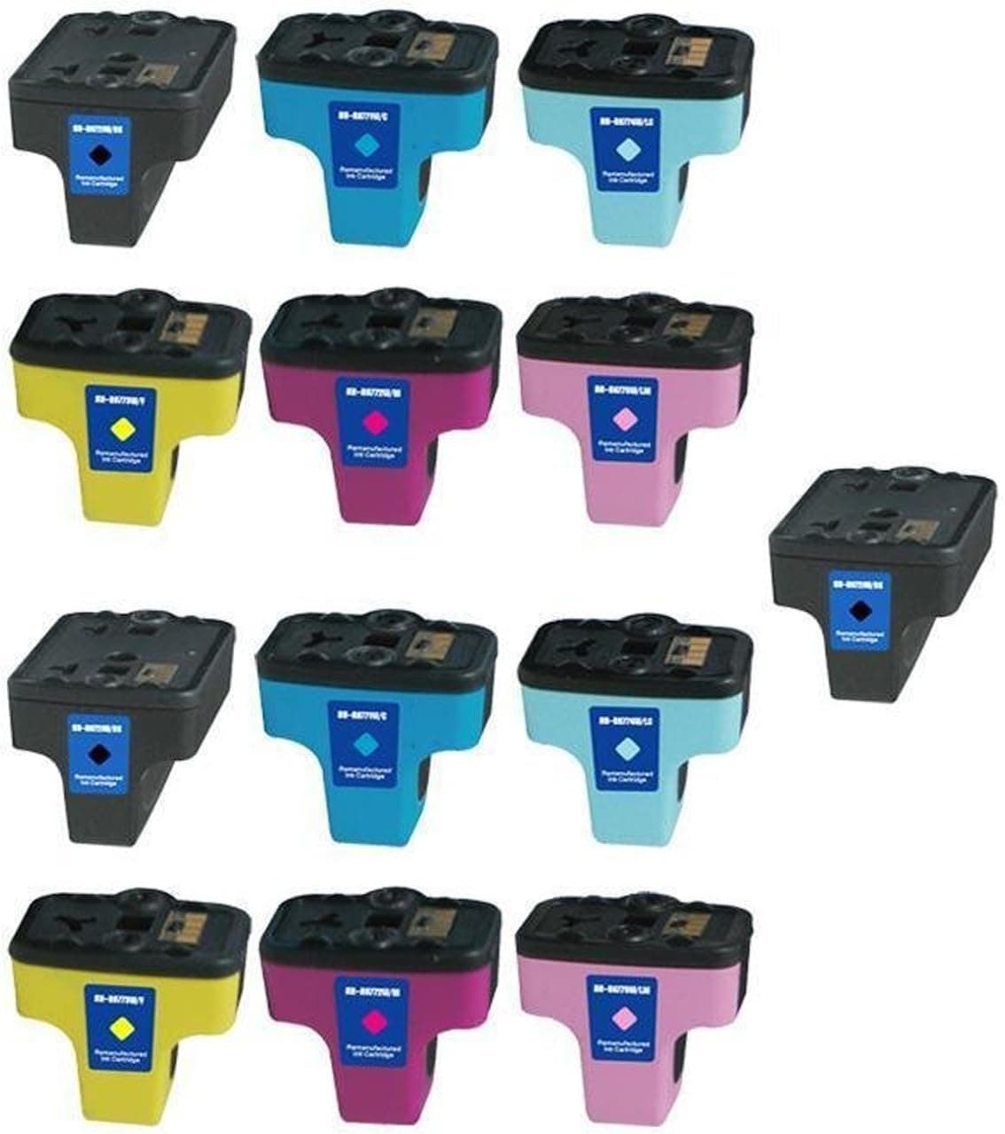 Generic Remanufactured Ink Cartridge Replacement for HP 02 (Black, Multicolor, 13-Pack ) 2Sets+1BK