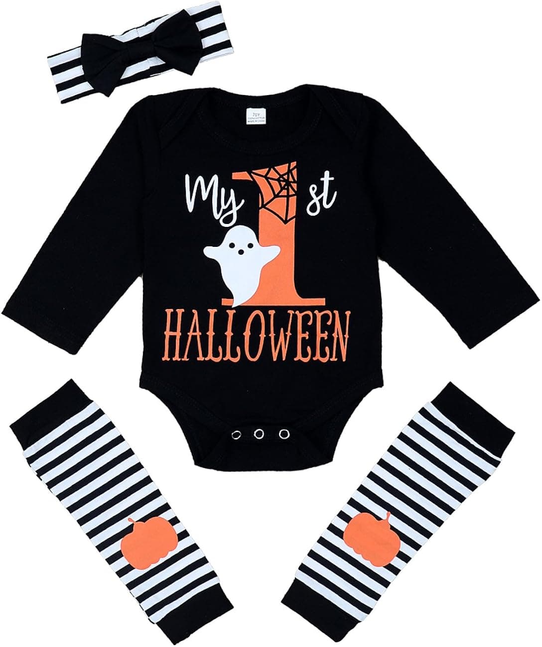 SEYOUAG My First Halloween Baby Girl Boy Clothes Newborn Baby Outfits with Headband and Leg Warmer Sets 3PC