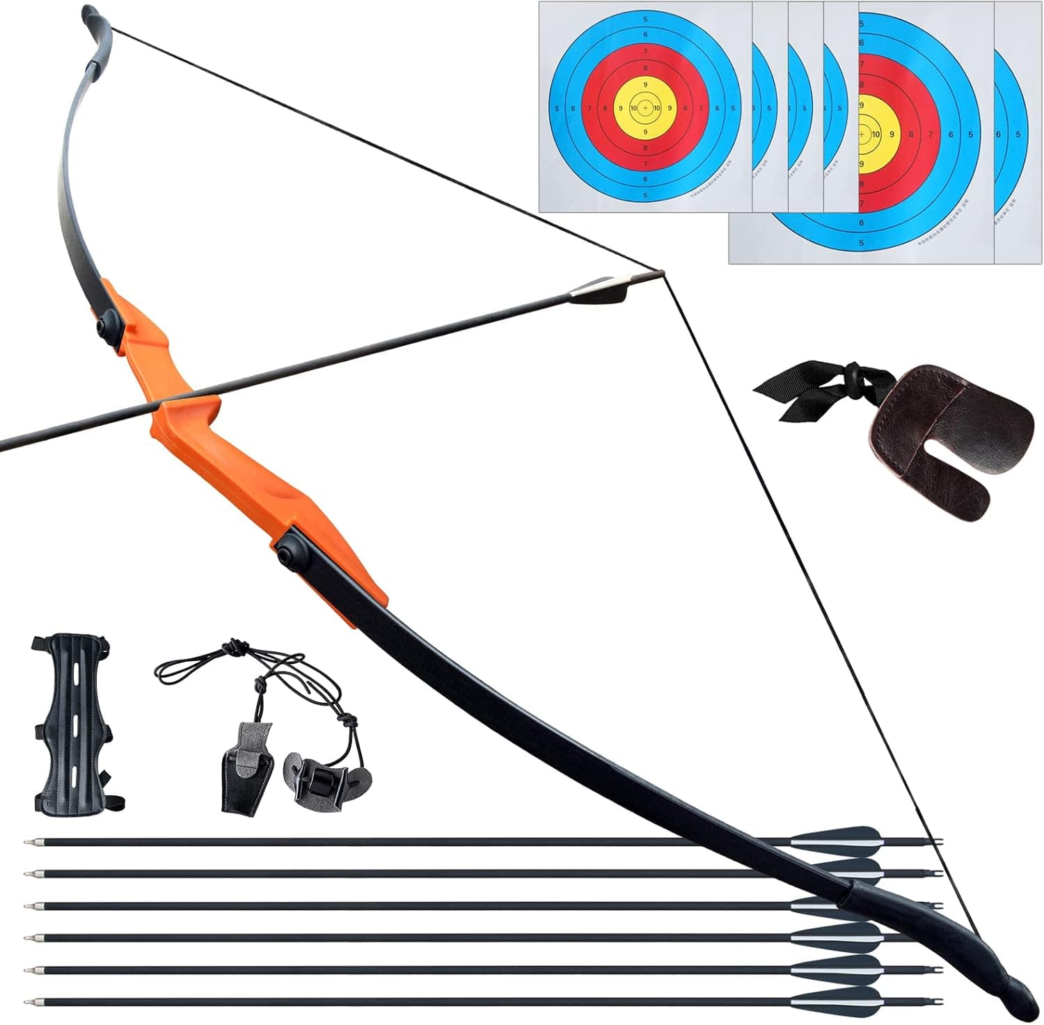 Archery Recurve Bow 53.5" Bow and Arrow for Teens Adults Left/Right Hand Takedown Bow Set 30LB 40LB,Archery Bow for Outdoor Hunting Training