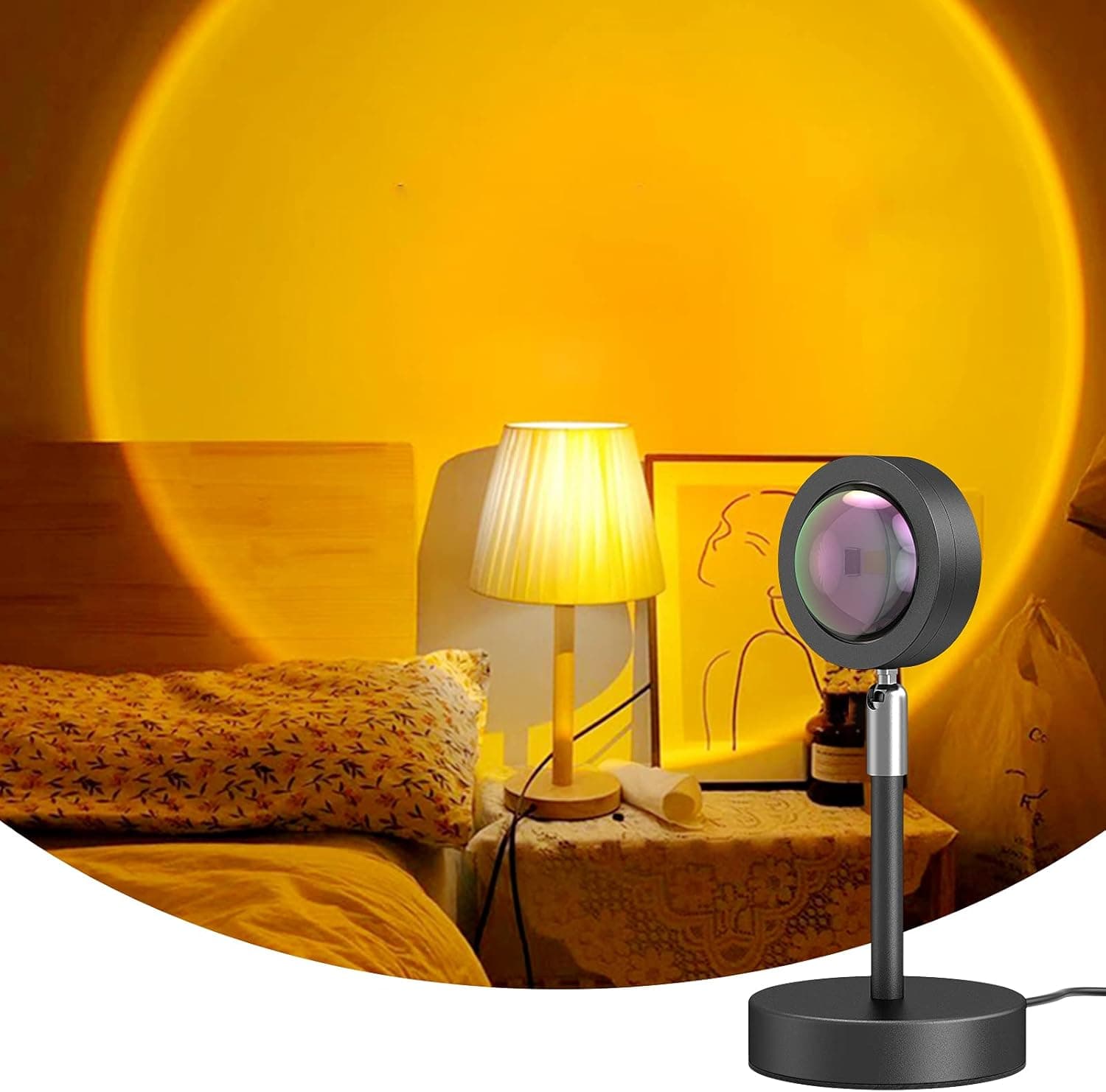TwoPinMall Sunset Lamp Night Lights Romantic USB LED Projection Light with 180° Rotatable for Living Room Bedroom Romantic Projector Gift