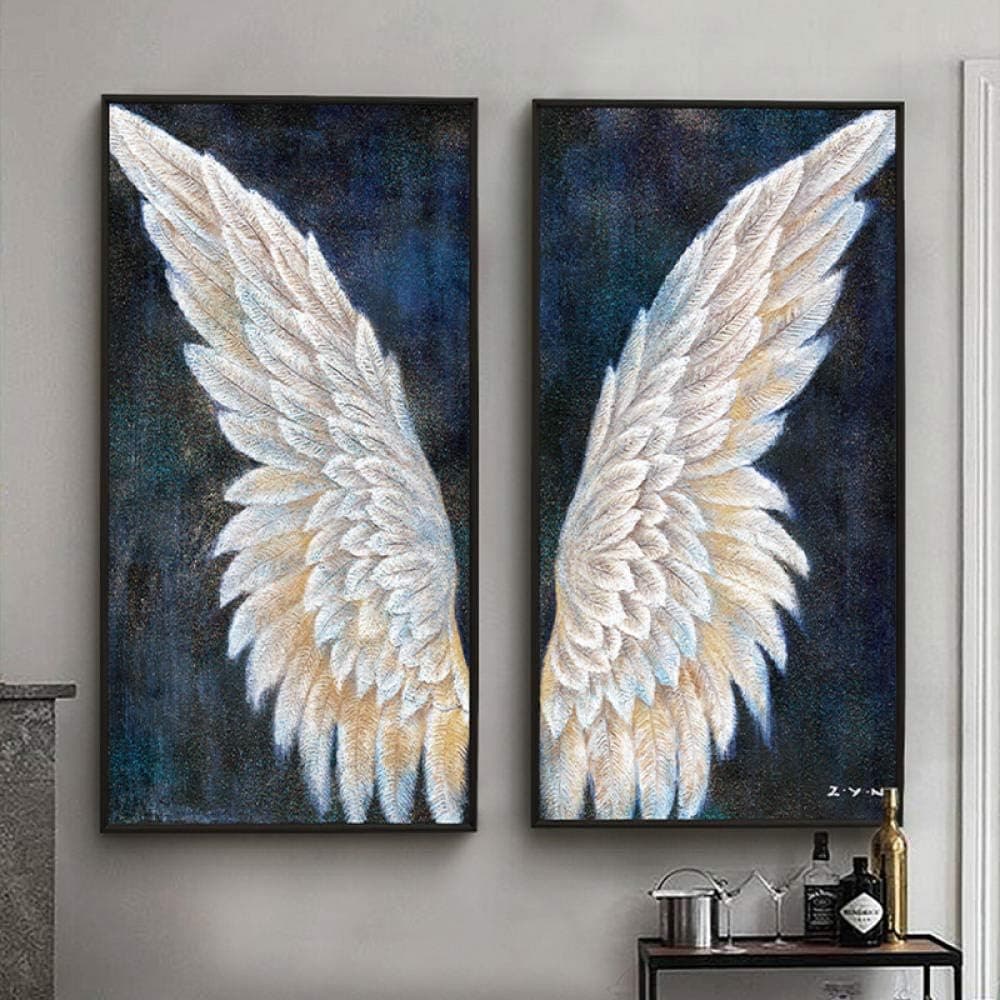 Abstract Angel Wings Painting On Canvas Wall Art Frameless Picture Decoration For Live Room Home Deco Gift 40X80Cmx2 No Frame