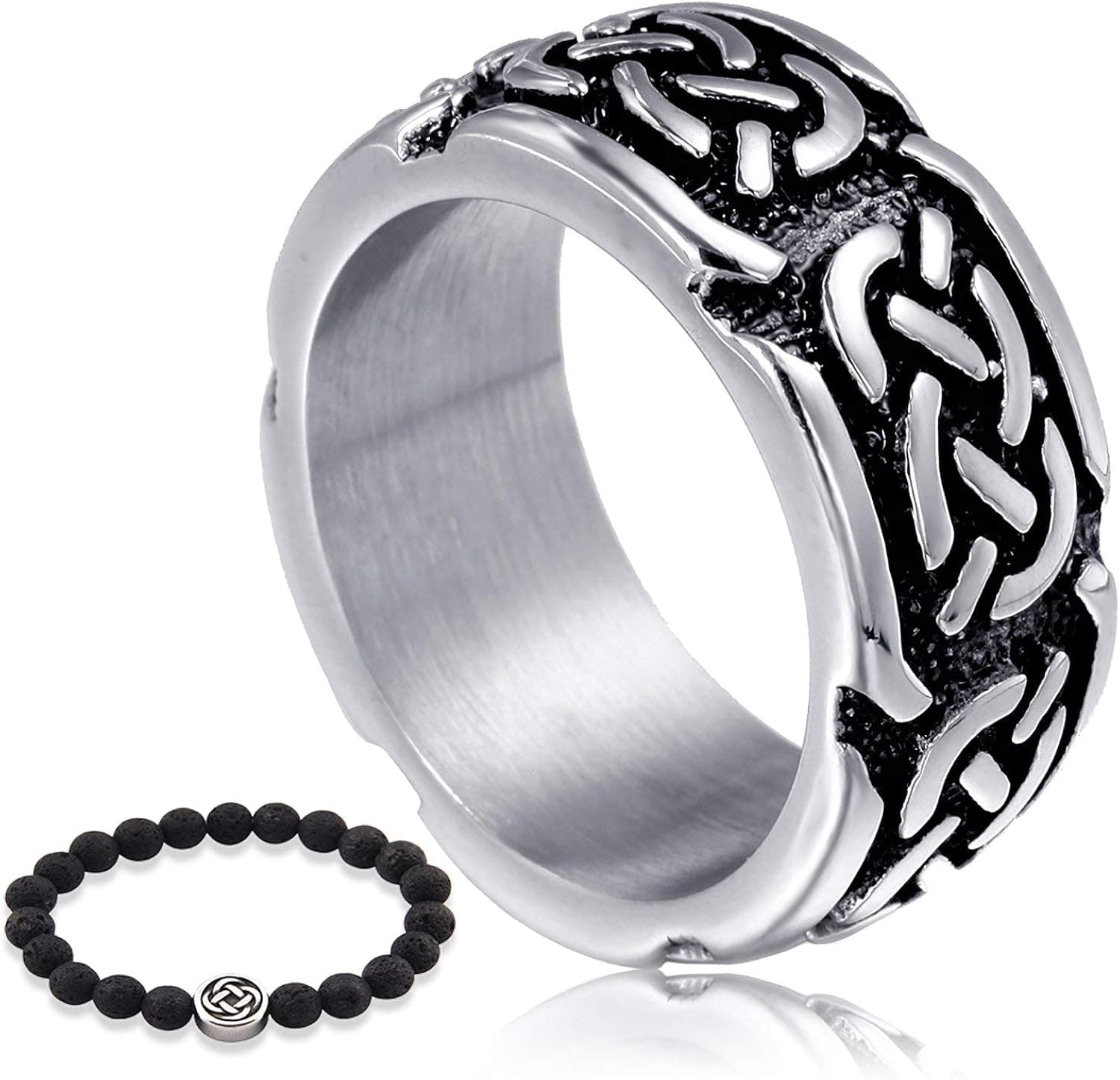 Gungneer Stainless Steel Celtic Knot Ring For Men Women Irish Celtic Wedding Band Jewelry Rings